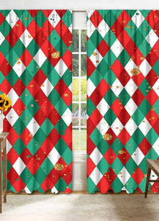 2PCs Christmas Curtain 3D Printing Curtain