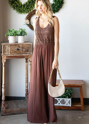 First Love Tie Back Sleeveless Slit Wide Leg Jumpsuit - MimiStylez