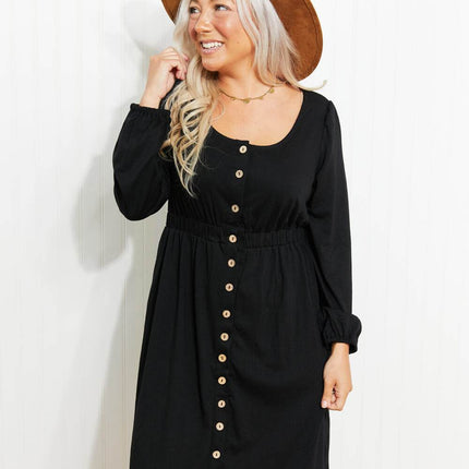 Scoop Neck Empire Waist Long Sleeve Mini Dress - MimiStylez