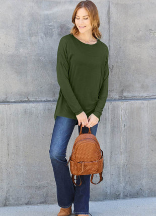 Basic Bae Full Size Round Neck Dropped Shoulder T-Shirt - MimiStylez