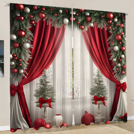 2PCs Curtain Christmas Series Curtain 3D Digital Printing