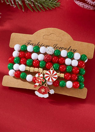 5 - Piece Christmas Holiday Beaded Bracelet - MimiStylez