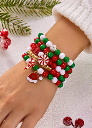 5 - Piece Christmas Holiday Beaded Bracelet - MimiStylez