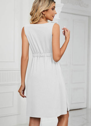 Buttoned Wide Strap Mini Dress - MimiStylez