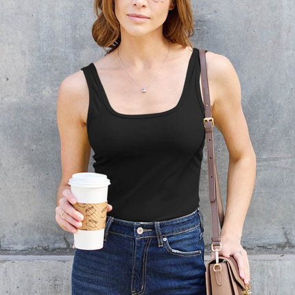 Basic Bae Full Size Square Neck Wide Strap Tank - MimiStylez