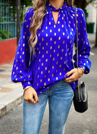 Blusa com decote falso e manga lanterna