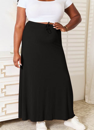 Double Take Full Size Soft Rayon Drawstring Waist Maxi Skirt Rayon - MimiStylez