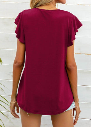 Round Neck Butterfly Sleeve Top - MimiStylez