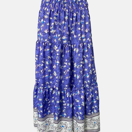 Full Size Tiered Printed Elastic Waist Skirt - MimiStylez