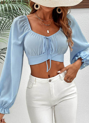 Raglan Sleeve Cropped Blouse - MimiStylez