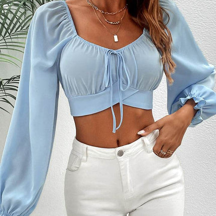 Raglan Sleeve Cropped Blouse - MimiStylez