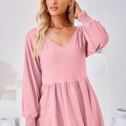 V-Neck Lantern Sleeve Blouse - MimiStylez