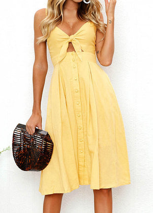 Cutout Smocked Sweetheart Neck Cami Dress - MimiStylez