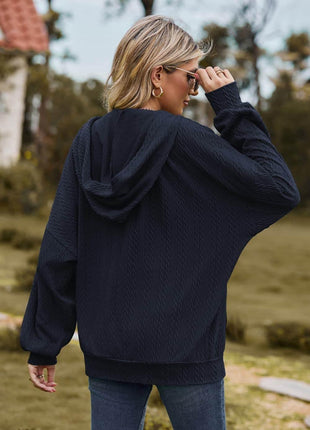 Cable-Knit Long Sleeve Hooded Jacket - MimiStylez