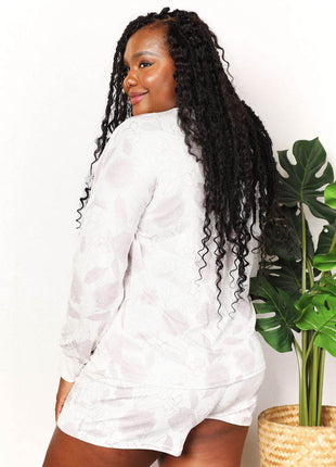 Double Take Floral Long Sleeve Top and Shorts Loungewear Set - MimiStylez