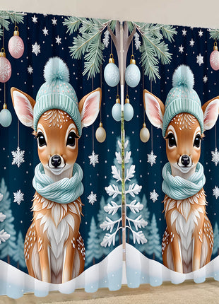 2PCs European Curtain Christmas Series