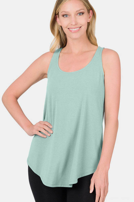 Zenana Round Neck Curved Hem Tank - MimiStylez