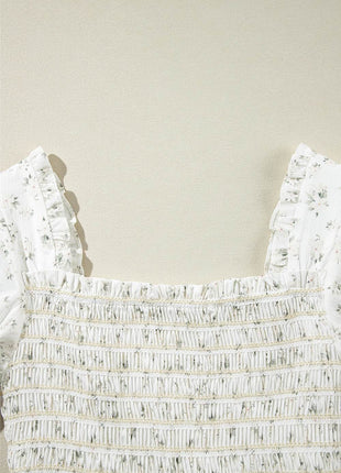 Smocked Printed Short Sleeve Jumpsuit - MimiStylez