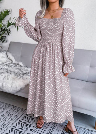 Smocked Square Neck Flounce Sleeve Dress - MimiStylez