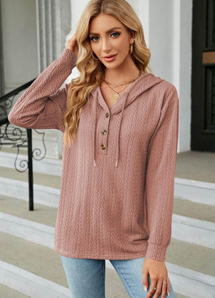 Cable-Knit Long Sleeve Hoodie - MimiStylez