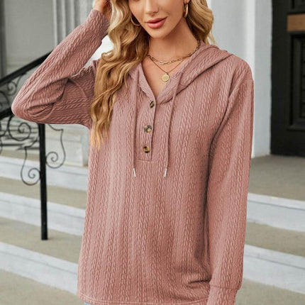 Cable-Knit Long Sleeve Hoodie - MimiStylez