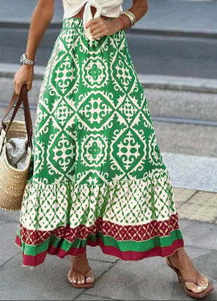 Geometric Elastic Waist Maxi Skirt - MimiStylez