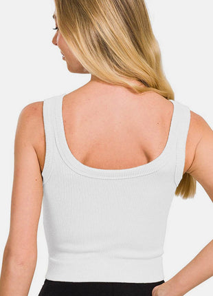 Zenana Ribbed Round Neck Cropped Tank - MimiStylez