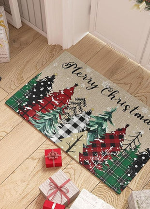 Christmas Carpet Red Christmas Tree Snowman Mat