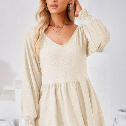 V-Neck Lantern Sleeve Blouse - MimiStylez