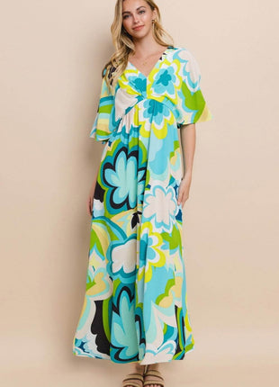 ODDI Floral Printed Slit Maxi Dress - MimiStylez