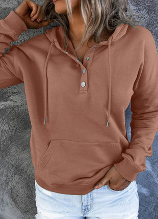 Dropped Shoulder Long Sleeve Hoodie with Pocket - MimiStylez