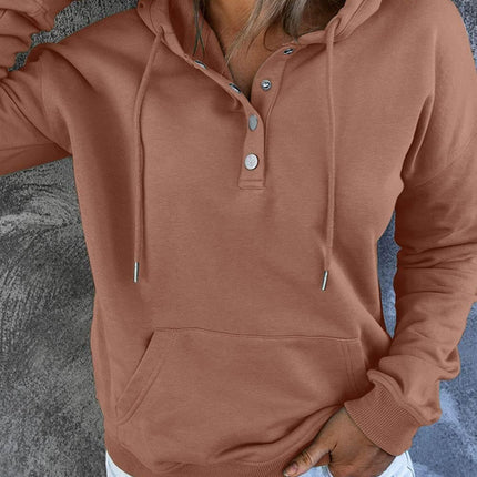 Dropped Shoulder Long Sleeve Hoodie with Pocket - MimiStylez