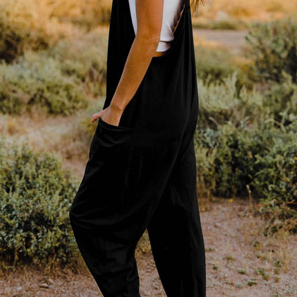Double Take Full Size V-Neck Sleeveless Jumpsuit with Pockets - MimiStylez