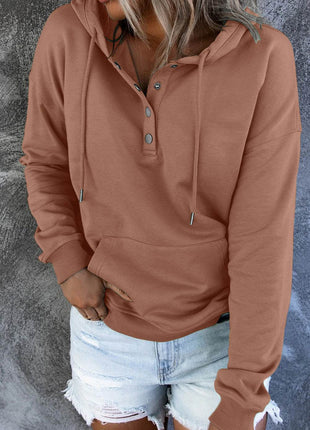 Dropped Shoulder Long Sleeve Hoodie with Pocket - MimiStylez