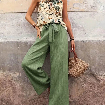 Printed Tank Top and Wide Leg Pants Set - MimiStylez