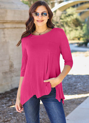 Basic Bae Full Size Round Neck Pocketed T-Shirt - MimiStylez