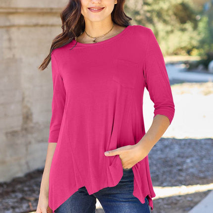 Basic Bae Full Size Round Neck Pocketed T-Shirt - MimiStylez