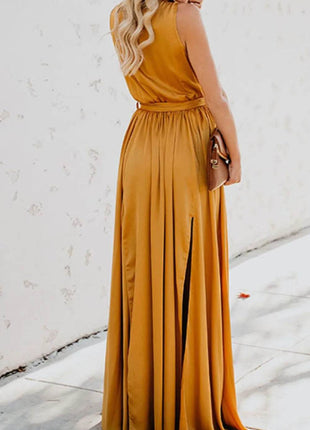 Surplice Tie Waist Maxi Dress - MimiStylez
