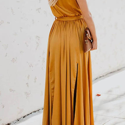 Surplice Tie Waist Maxi Dress - MimiStylez