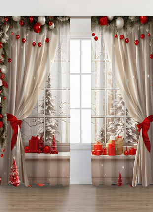 2PCs European Curtain Christmas Series