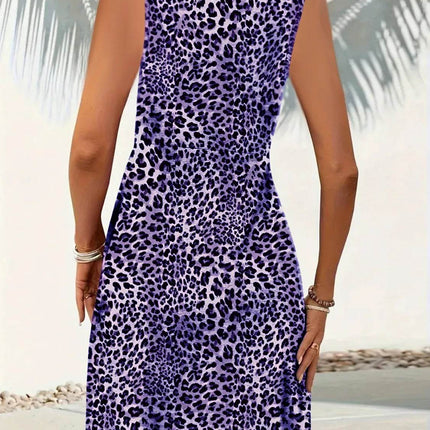 Leopard V-Neck Sleeveless Mini Dress - MimiStylez