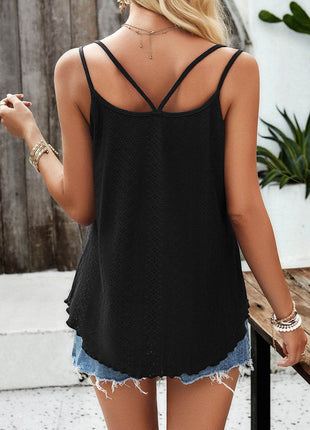 Eyelet V-Neck Double Strap Cami - MimiStylez