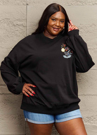 Simply Love Full Size Flower Graphic Sweatshirt - MimiStylez