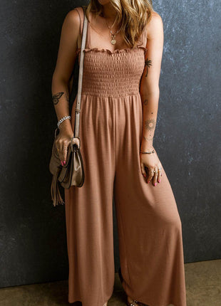 Frill Smocked Wide Leg Jumpsuit - MimiStylez