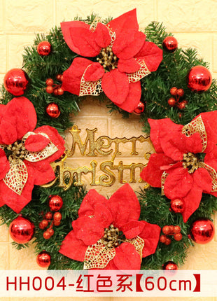 40 50 60CM Christmas Wreath Mince Rattan Ring Door Hanging Christmas Decorations, Christmas Wreath Window