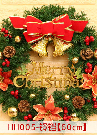 40 50 60CM Christmas Wreath Mince Rattan Ring Door Hanging Christmas Decorations, Christmas Wreath Window