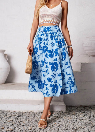 Slit Printed Midi Skirt - MimiStylez