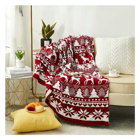 Christmas Knitted Jacquard-weave Blanket