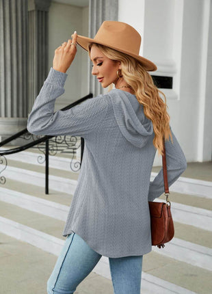 Long Sleeve Hooded Blouse - MimiStylez