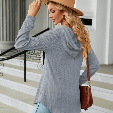 Long Sleeve Hooded Blouse - MimiStylez